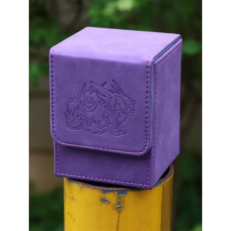 Pokemon Ptcg Charizard Gengar Eevee Rayquaza Self Made Leather Card Box Anime Classics Game Collection Card Storage Box Toy Gift