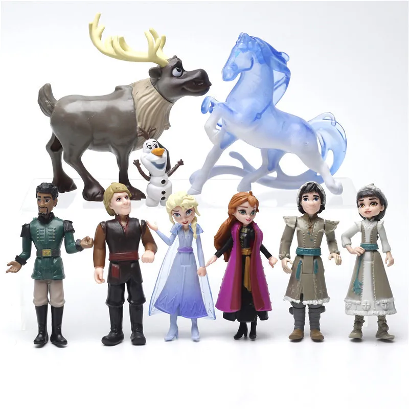Аниме 9 шт./компл. Disney Frozen 2 Снежная Королева Эльза Анна ПВХ Олаф Кристофф Sven Фигурка Модель Игрушки Детские Подарки На День Рождения
