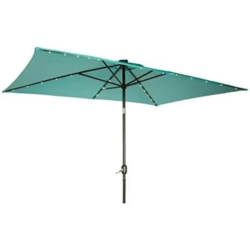 Retangular Solar Powered LED Luz Pátio Guarda-chuva, 10 pés x 6,5 pés