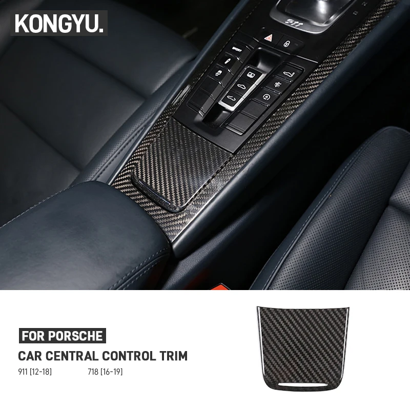 

Car Carbon Fiber Central Control Storage Box Cup Holder Cover Trim Decoration Sticker For Porsche 718 2016-2019 911 2012-2018