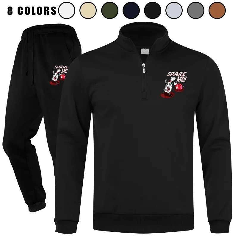

Men's 2 Piece Polo Quarter Zip Athletic Casual Tracksuit Running Jogging Sport Sweatsuit Sets