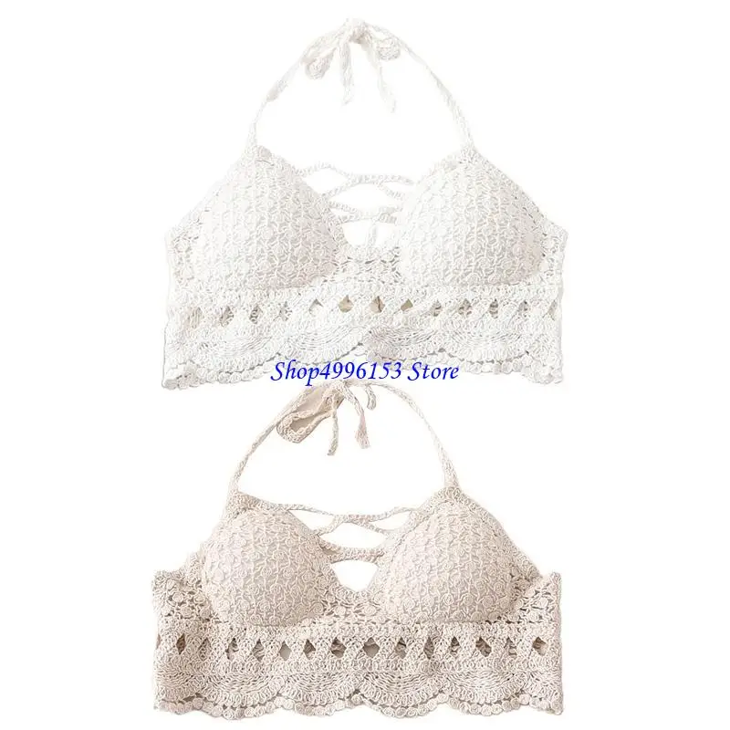 

Q0KE женский бохо пляжный бюстгальтер бикини с лямкой на бретельках сексуальный укороченный топ с v-образным вырезом для с с с