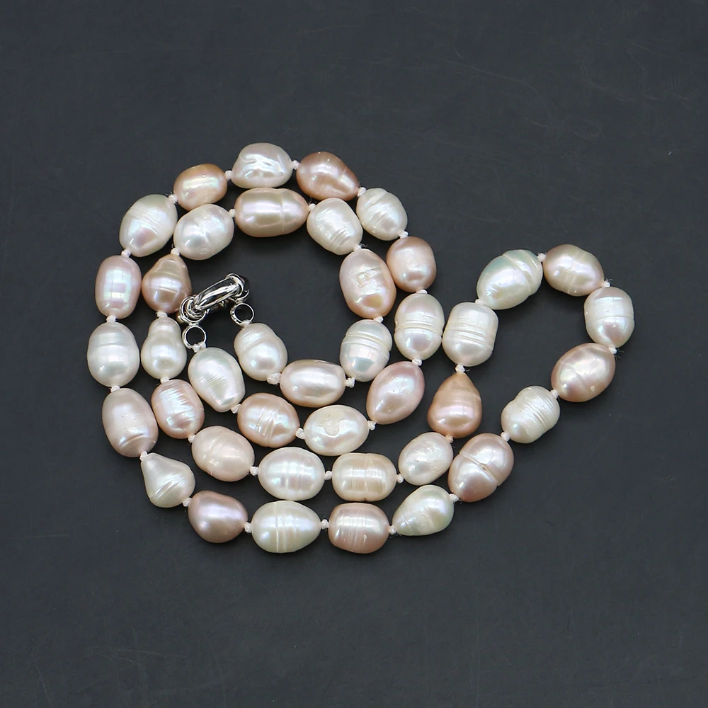 Fashion Polished Threaded Rice Shape Natural Freshwater Baroque Pearl Necklace Loose Pearl Beads Jewelry Making Accessories Gift