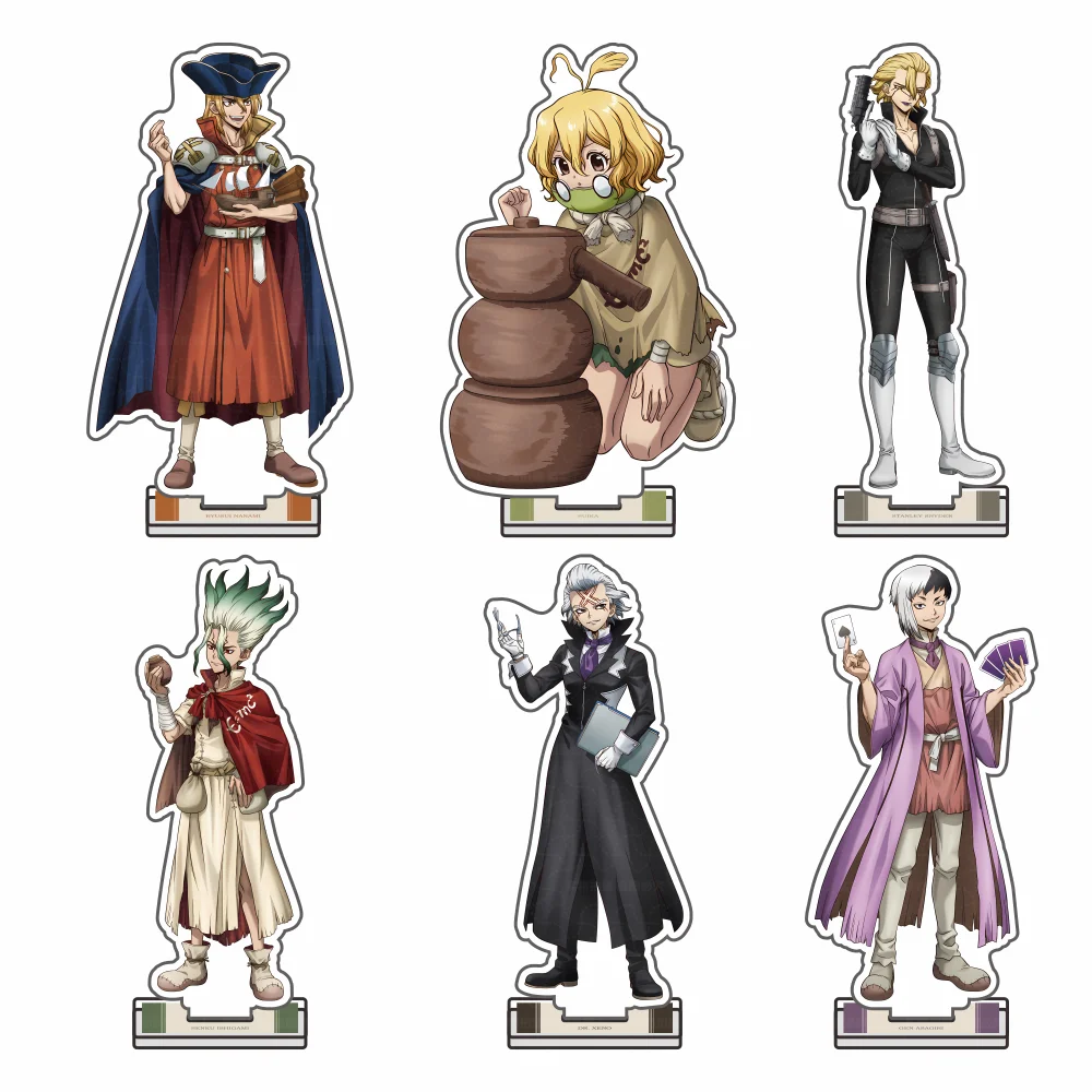 متجر Dr.Stone Gen Asagiri Senku Ishigami الخمول نمط زي 15 سنتيمتر الاكريليك حامل سطح المكتب ديكور المشجعين سحر أنيمي الهدايا