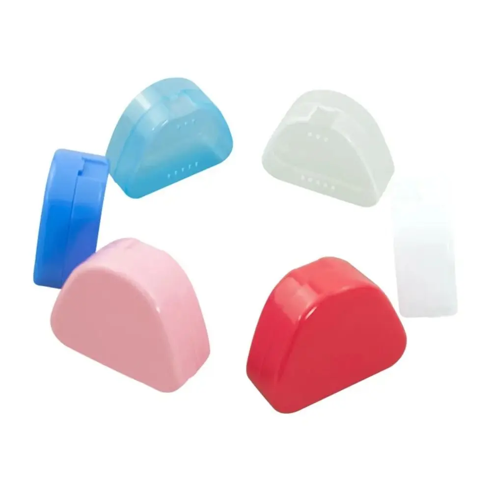 New Snap-fit Catch Artificial Tooth Organizer Solid Color Portable Denture Bath Box Keep Dry False Teeth Storage Box