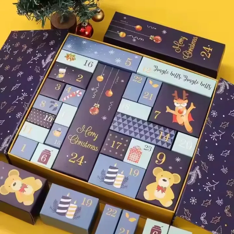 2025.Custom Christmas Luxury Advent Calendar Paper Packaging Box Cosmetic Advent Calendar With Drawers Box