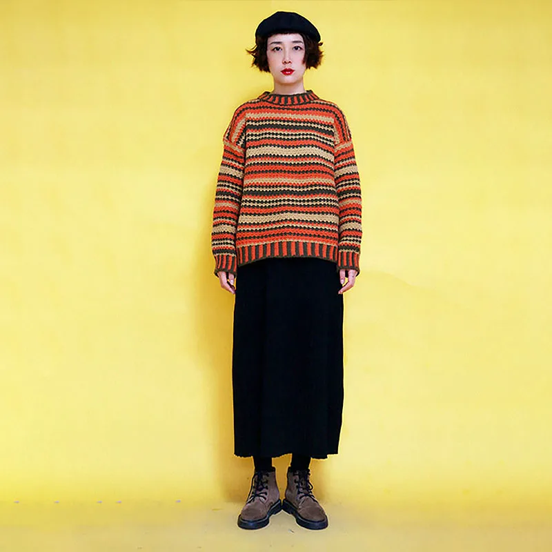 

Универсальная вязаная юбка А-силуэта с завышенной талией из хлопковой марли для осени и зимы, модная, средней длины