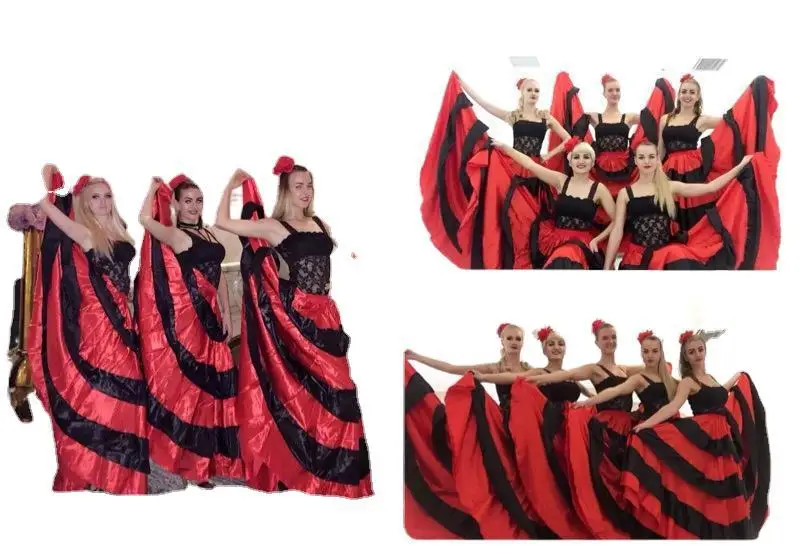 Hot Selling Skirt Opening Dance Large Swing Skirt Performance Dress Spanish Bull Dance Skirt Belly Dance Flamenco Dress