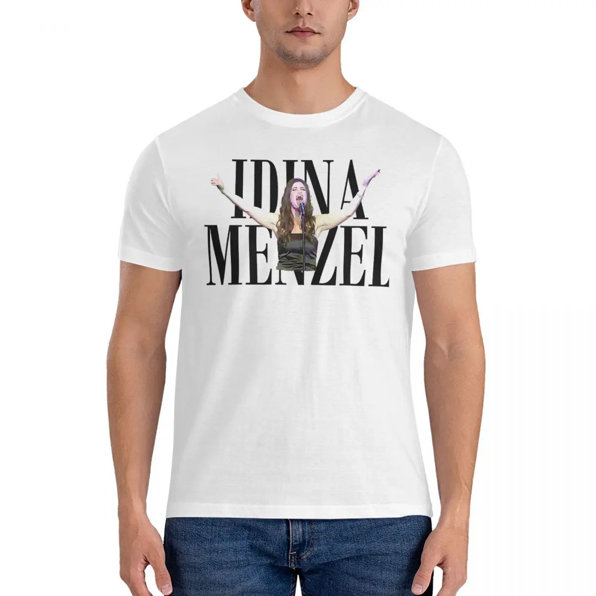 Men T-Shirt SING Novelty Pure Cotton Tees Short Sleeve Idina Singer M-Menzel T Shirts Crew Neck Clothes Gift Idea