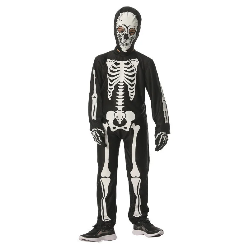 Esqueleto Halloween Cosplay Costumes para crianças, macacão de terror, brilho no escuro, zumbis, festa da caveira, carnaval, Purim, crianças