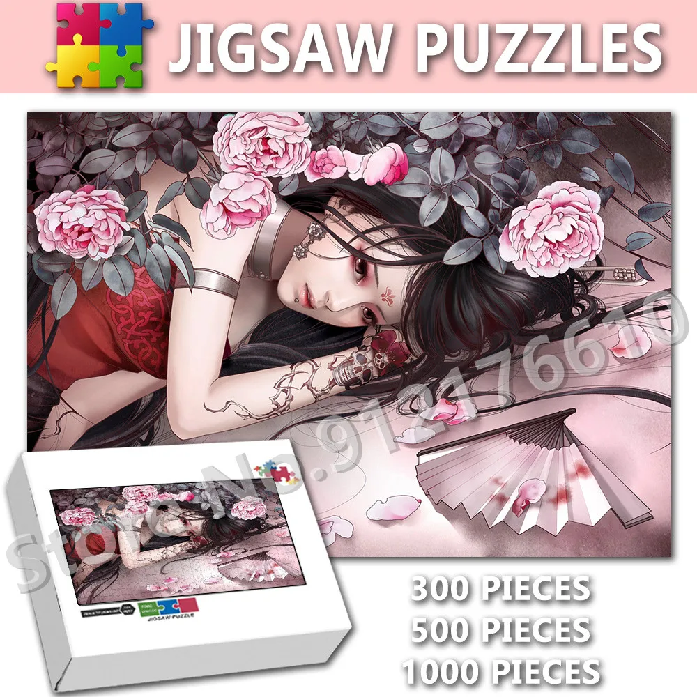 

Chinese Fairy Portrait Jigsaw Puzzles 300/500/1000 Pieces Beauty Girls Cartoon Anime Assembling Wooden Puzzles for Kid Game Toys