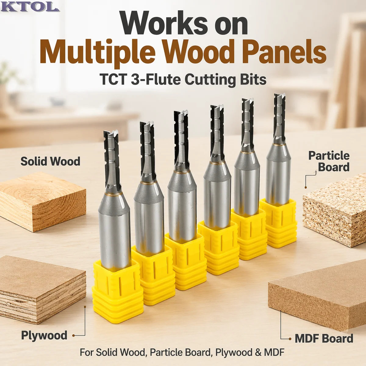 

12.7mm 3 Flute TCT Cutter Woodworking Router Bits Straight End Mill Carbide CNC Cutting Tools for Wood Trimming Slotting Carving