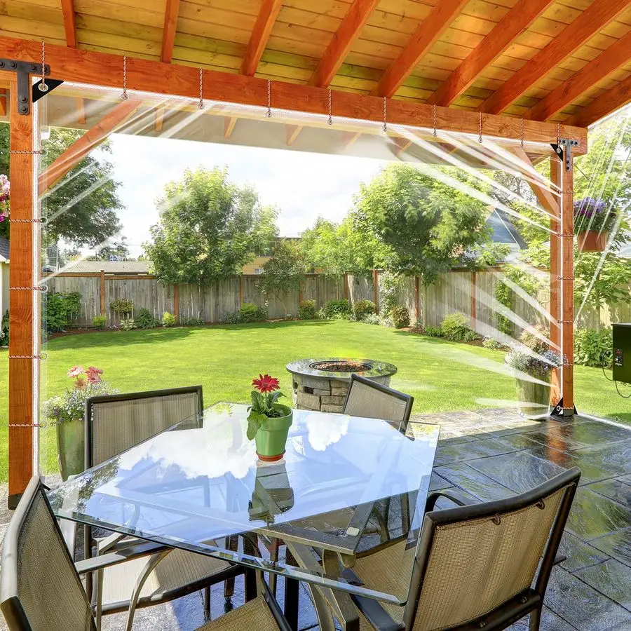 

Виниловый тент 8x12 футов, прозрачный, сверхпрочный, водонепроницаемый, с люверсами и усиленными краями, 20 мил, прозрачный брезент