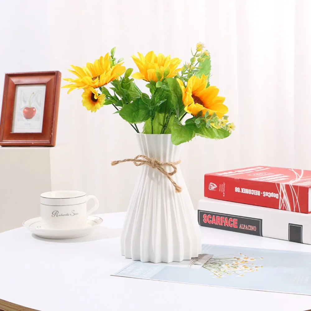 Modern Plastic Simplicity Flower Vase Imitation Ceramic Flower Pot Rattan Anti-Ceramic Living Room Wedding Decor