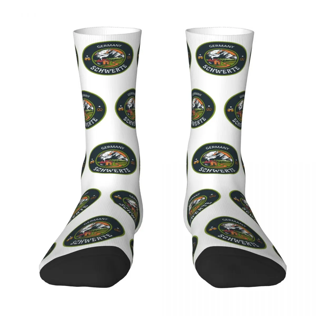 Schwerte Germany Green Emblem Socks Harajuku Super Soft Stockings All Season Long Socks Accessories for Man's Woman's Christmas