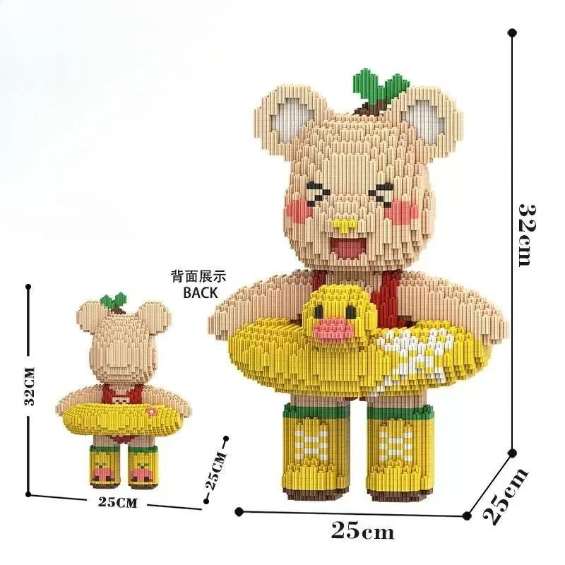 3D Kawaii Beer Model Dier Mechanisch Paard Micro Diamant Bouwsteen Ontwikkelingsmontage Blok Educatief Speelgoed Voor Kinderen