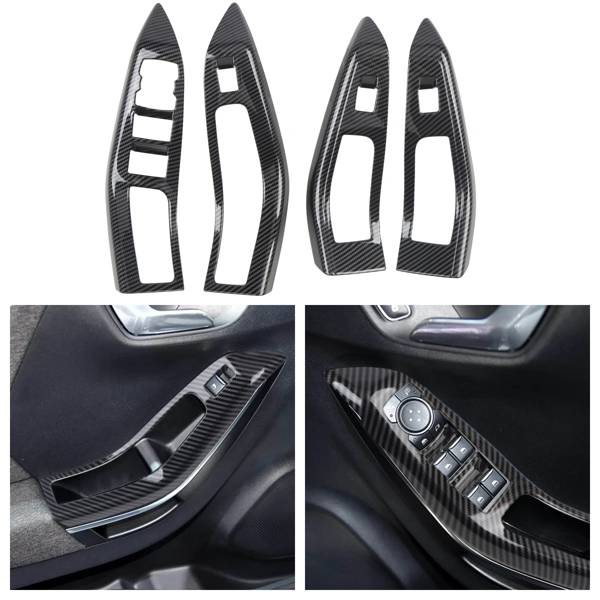 

For Ford Puma 2019-2023 ABS Window Switch Lift button Cover Trim Stickers 4pcs Car-Styling Interior Part Accessories
