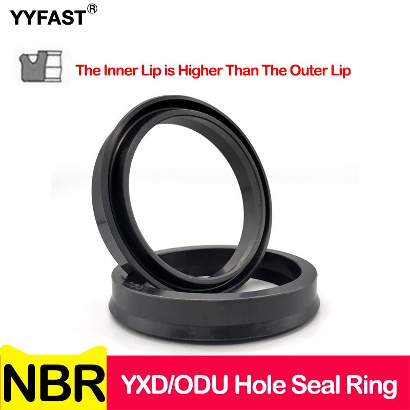 Black NBR YXD/ODU Hole Seal Ring, Pneumatic, Piston Seal, Hydraulic, Outer Diameter 12-400mm, Used to Seal The Piston Rod