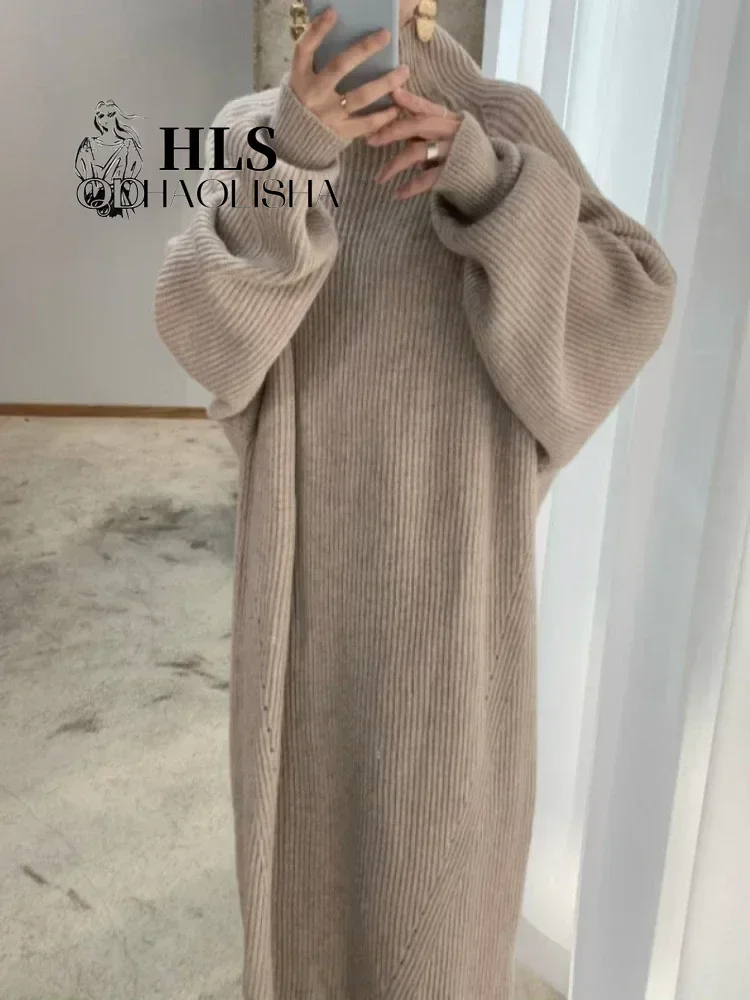 Women\'s Autumn Winter Sweater Dress Korean Version Pullover Jersey Fashion Streetwear Elegant Women\'s Long Sleeve Tops Jumper