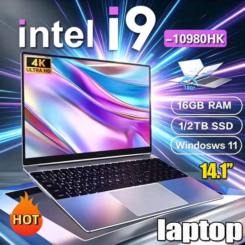 New 14.1 Inch Laptop Intel Core I9 10980HK Windows 11 Pro 16GB 2TB Gaming Notebook Computer PC Gamer Office Ultra Slim Laptops
