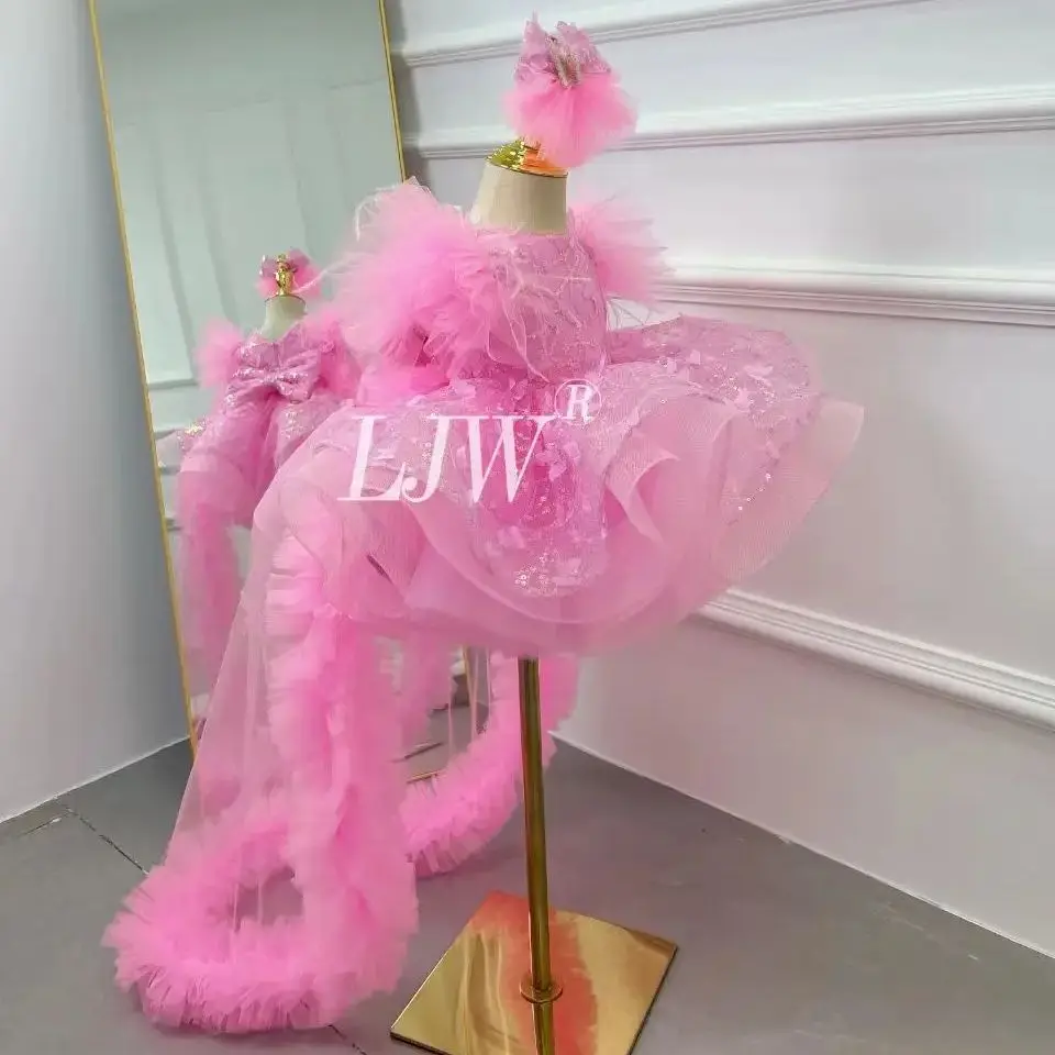 

0-12 years old girl long sleeve trailing sequins princess dress Elegant Birthday Party Carnival Girl Dress special occasions hi