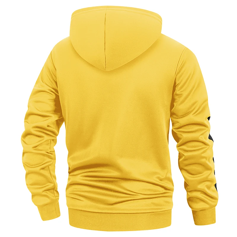 سترة رياضية بغطاء للرأس مرقعة بألوان متعددة للرجال مع جيب كانجا، بلوفر دافئ للخريف والشتاء، ملابس رياضية #3