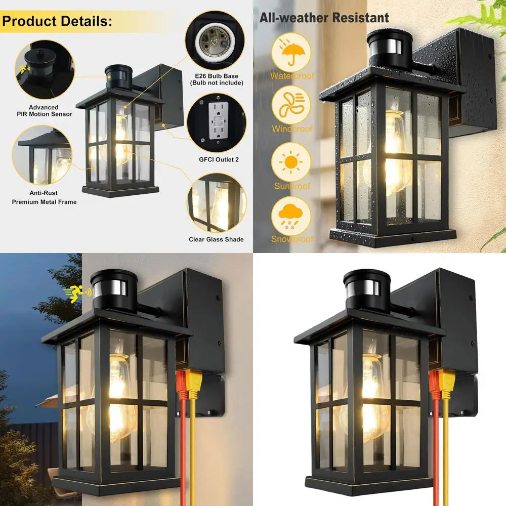 Dusk to Dawn Außenwandleuchte mit Bewegungssensor, WLAN-Ausgang, 3 Modi, wasserdicht für Terrasse, Garage