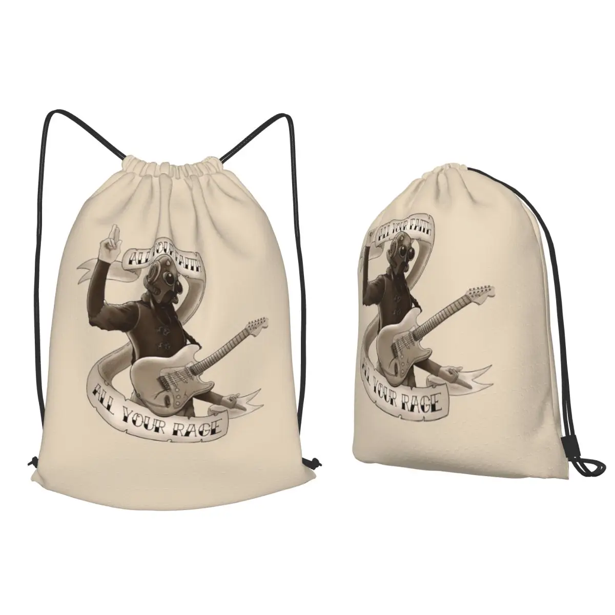 Sodo Nameless Ghoul Ghost Tattoo Style Spillways Backpacks Fashion Drawstring Bags Sports Bag Book Bags for Travel Students