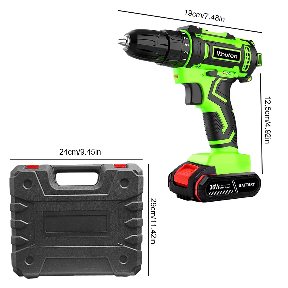 21V Household Power Tools Lithium Battery Rechargeable Cordless Drill Multifunction Screwdriver with Display and Impact Function