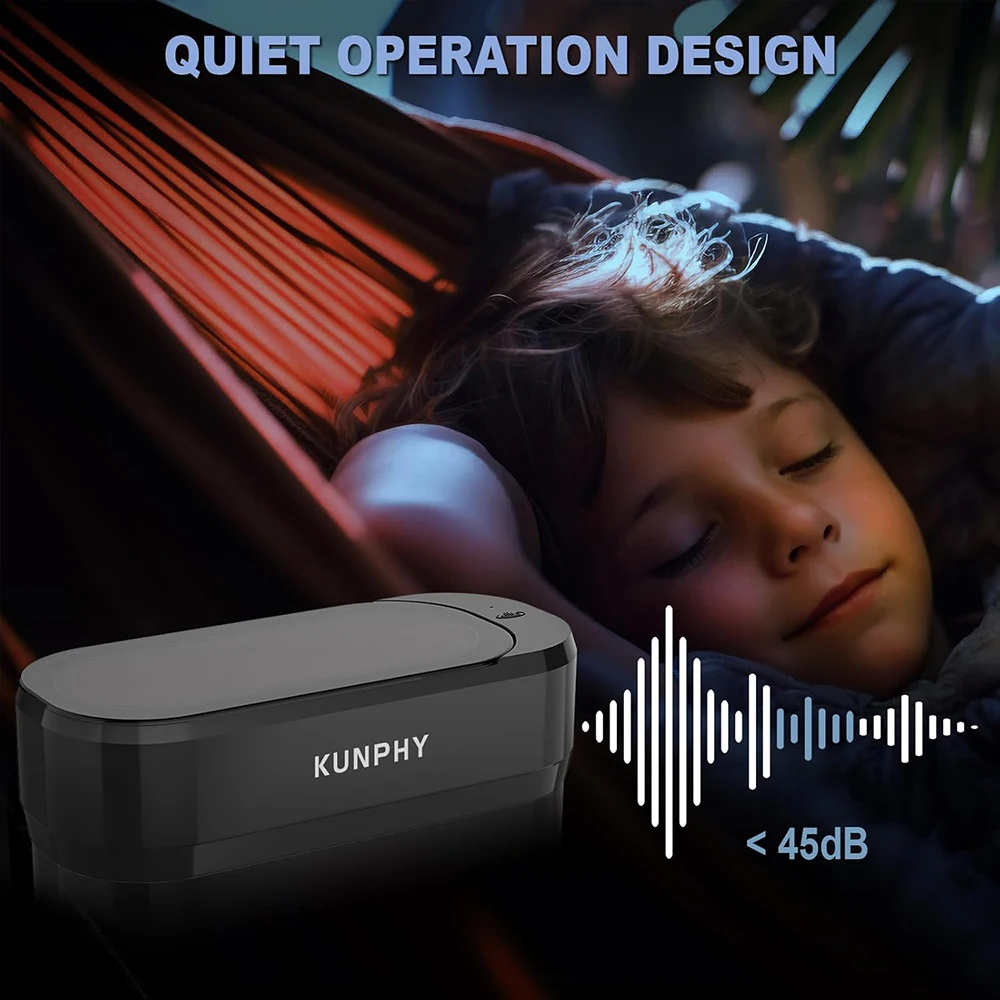 KUNPHY ソニックリテイナークリーナー 350 ミリリットル 46000Hz 高周波振動クリーニング 12 オンスメガネジュエリーリング用ディープクリーニングキット