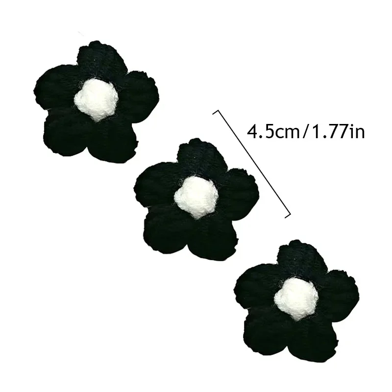 10Pcs Handmade Knitted Flower Applique Crochet Small Floral Head Sew on Patches DIY Garment Hats Headwear Crafts Accessories