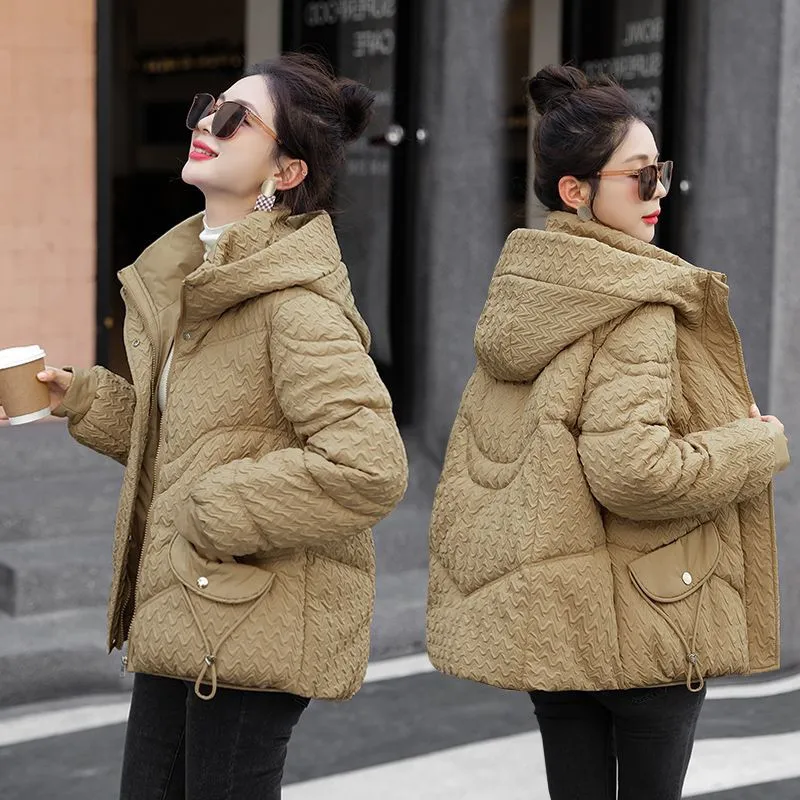 2025 Winter New Women's Warm Cotton Padded Coat Short Coat Fashion Loose Female Sslim Jacket Korean Hooded Overcoat