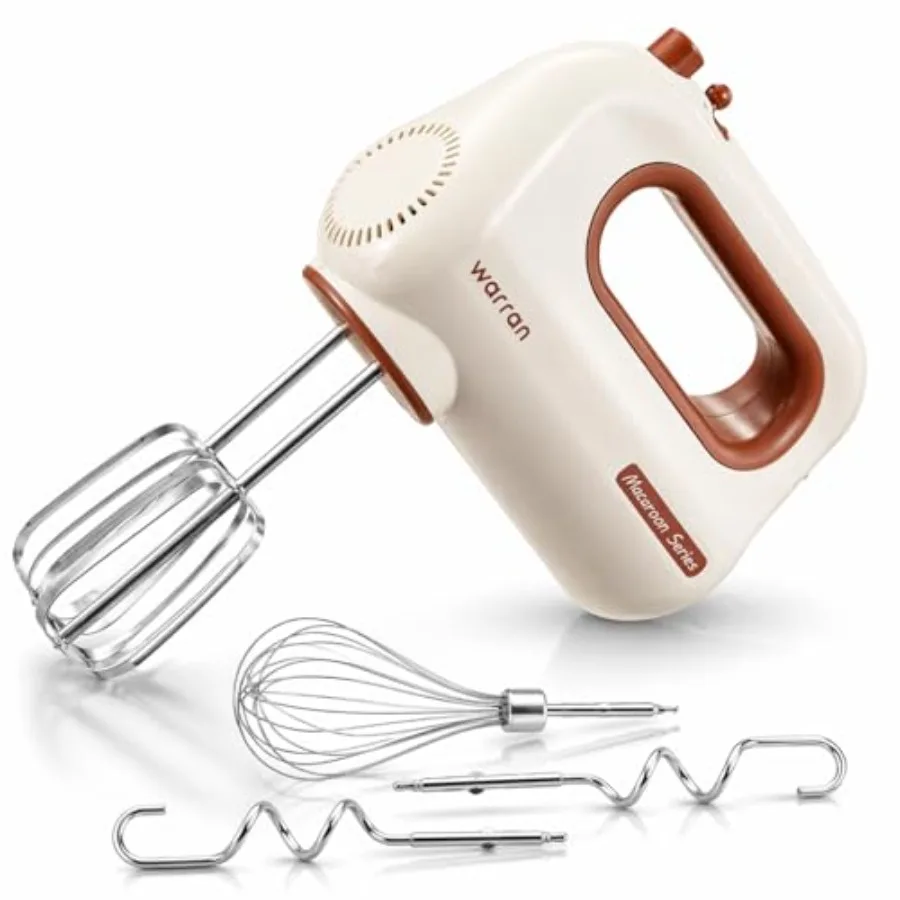 

300W Compact Lightweight Electric Hand Mixer, with Powerful Quiet DC Motor for Baking, Cake, Brownies, Cookie Dough, Ideal for