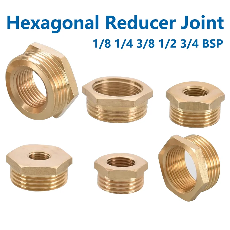 

1/8 1/4 3/8 1/2 3/4 Brass Female To Male Threaded Hex Bushing Reducer Copper Pipe Fitting Water Gas Adapter Coupler Connector