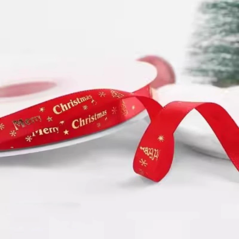 5m Christmas Ribbon Christmas Tree Pendant Decoration Home Room Decor Gift Packaging DIY New Year Decorative Candy Box Ribbon