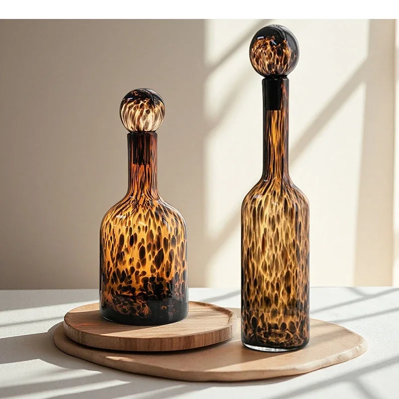 Amber Color Texture Glass Vase Plant Pots Table Decoration Ornaments Flowers Arrangement Floral Vases Room Aesthetic Decor