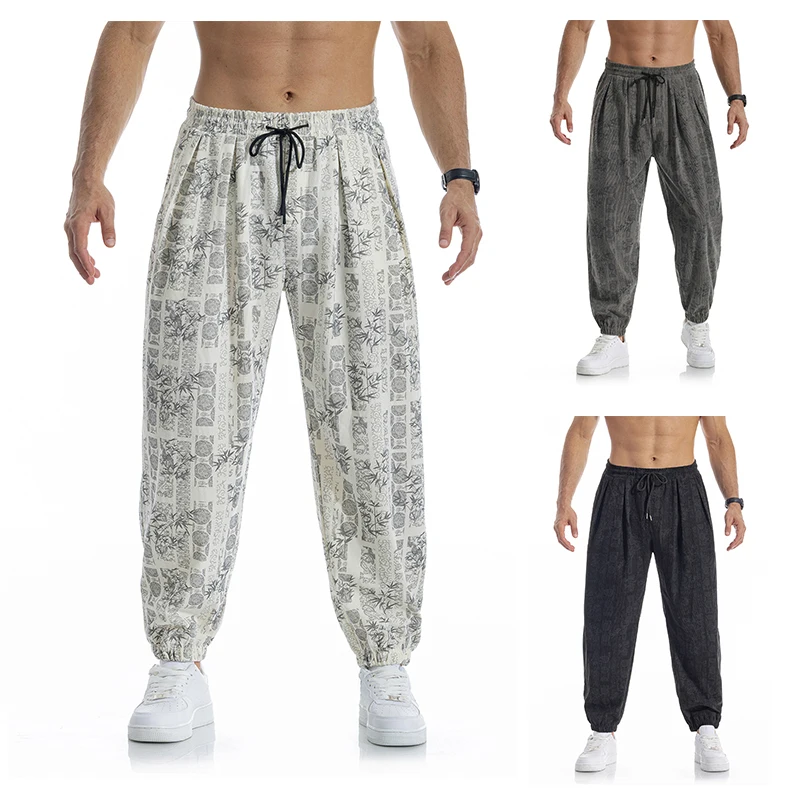 Mens Harem Pants Men Casual Joggers Floral Flannel Sports Jogging Gym Streetwear Hiking Pant Men Joggers Trousers Die Hose P25