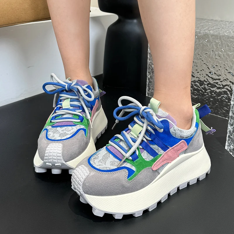 High Platform Wedge Sneakers Fashion Women Spring Summer Autumn Chunky Sneakers Casual Shoes Thick Bottom Footwear Breathable