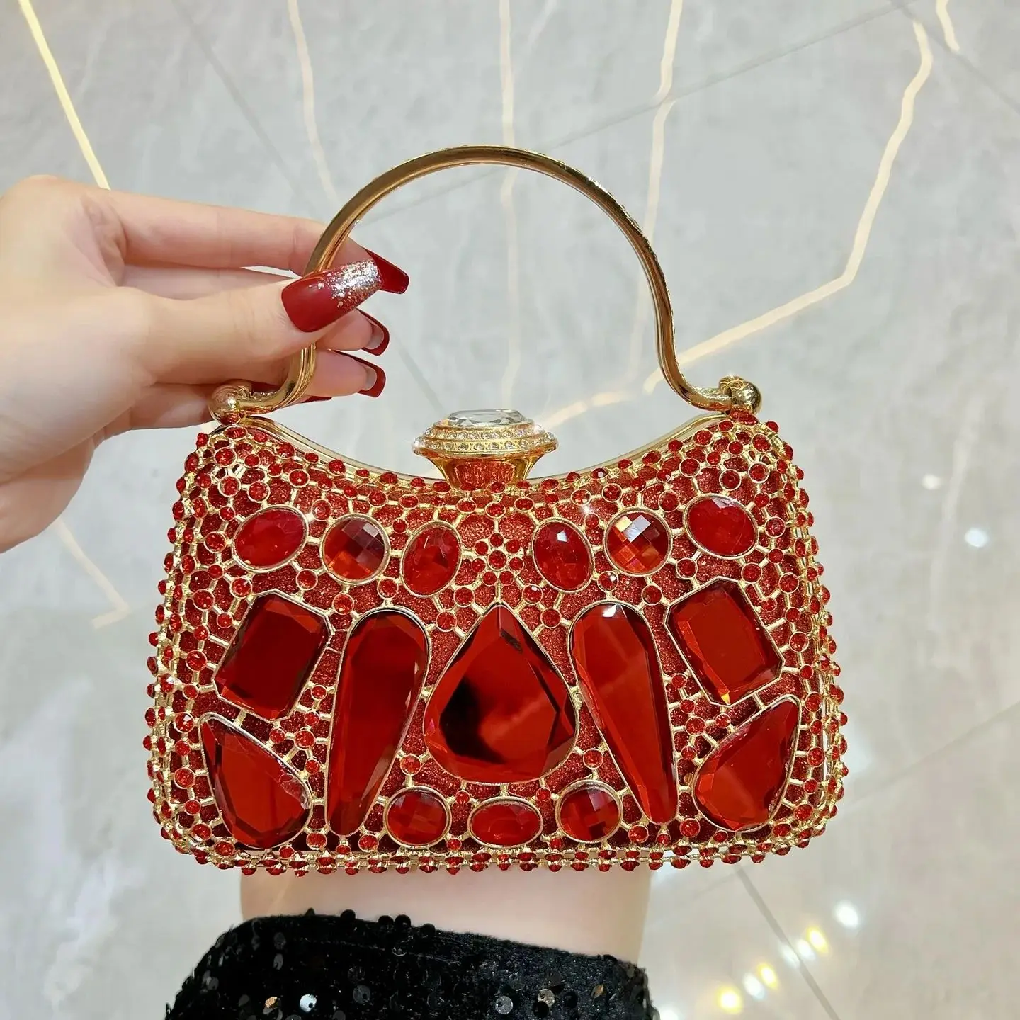 

New Luxury Exquisite Rhinestone Evening Clutch for Women, French Style Handbag, Perfect for Party & Formal Dress Occasions