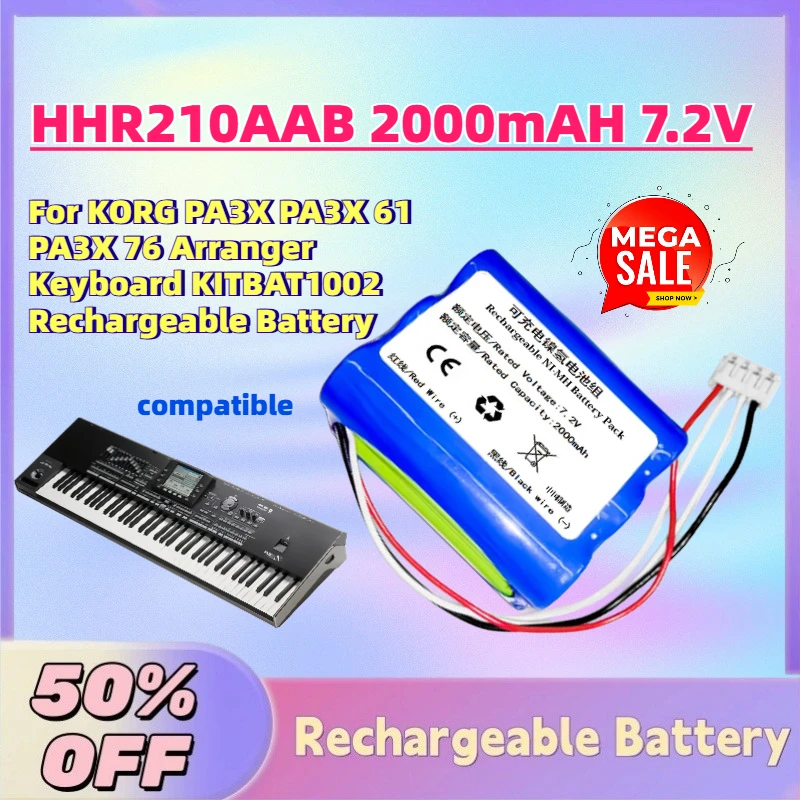 

In Stock HHR210AAB 2000mAH 7.2V NI-MH Battery for KORG PA3X PA3X 61 PA3X 76 Arranger Keyboard KITBAT1002 Rechargeable Battery
