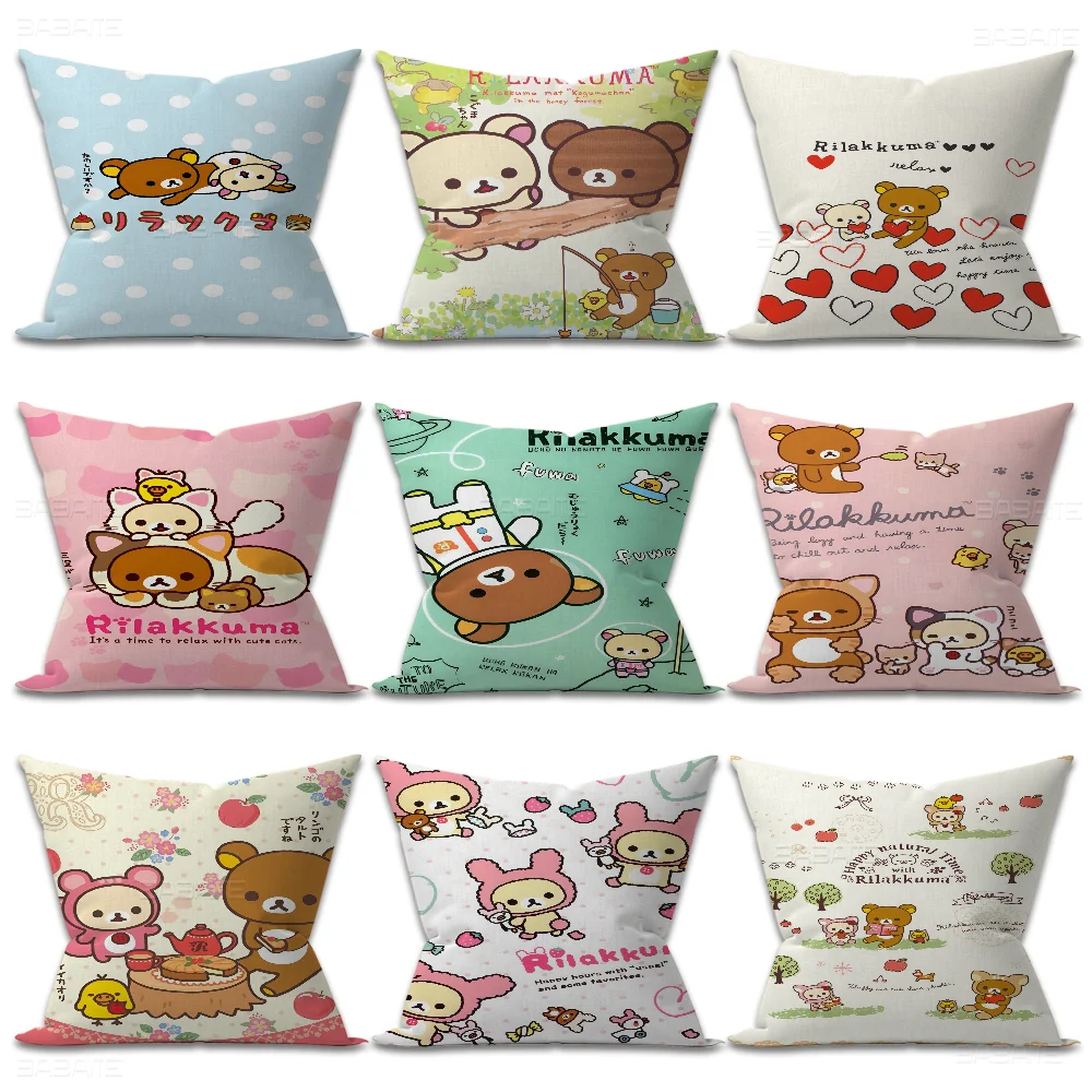 Cute Cartoon R-Rilakkuma Cushion Cover Pillow Cover Decor Pillowcase Printed Cushion Case For Couch