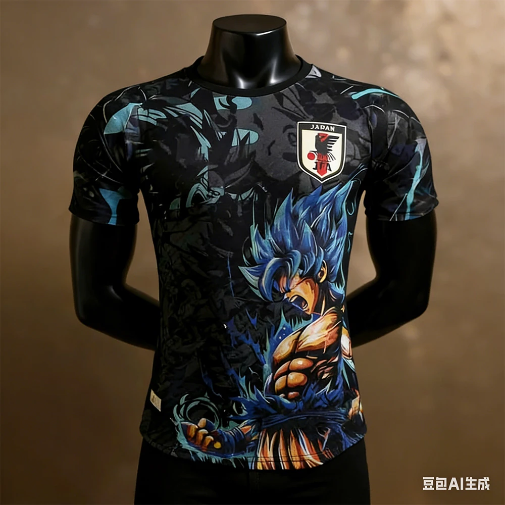 MAILLOT DU JAPON x DRAGON BALL SUPER SON GOKU SSJ BLUE Jersey para hombre y mujer, camiseta informal holgada y transpirable de secado rápido para correr