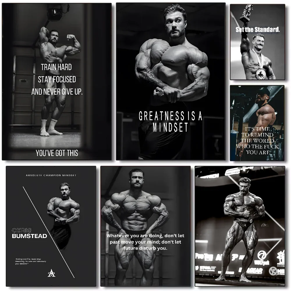 Chris Bumstead Fitness Motivational Quotes Poster HD Waterproof Wall Art for Living Room Bedroom Decor