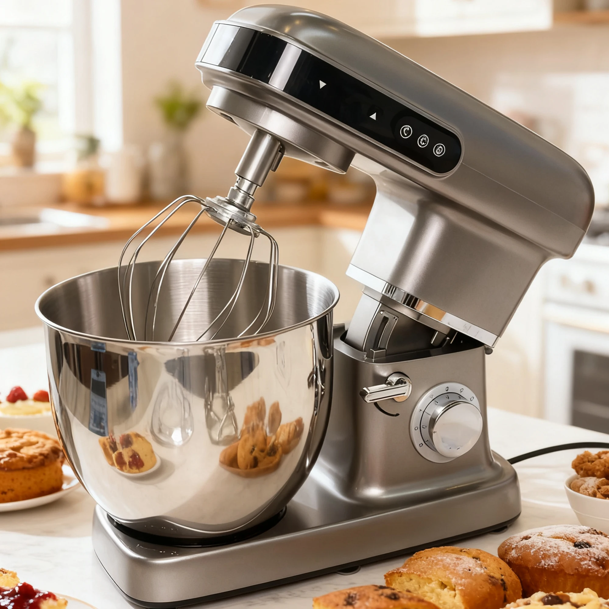 Kitchen 10L 304 Electric Food Mixer with Light Emitting Diode Display 9-Speed Touch Control Dough Cake Mixing Bowl Rack