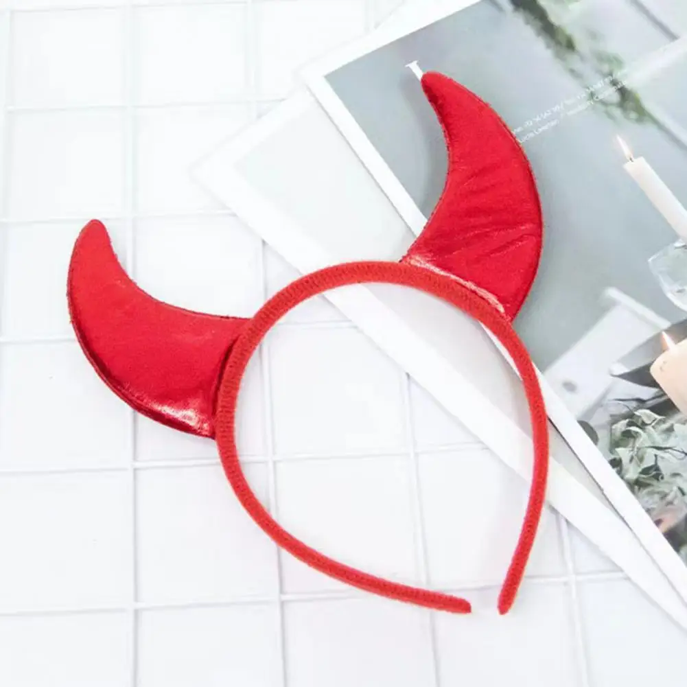 1pc Puffy Horns Headband Glitter Headband Halloween Costume Accessories Halloween Hair Band For Women Men Hair Accessories