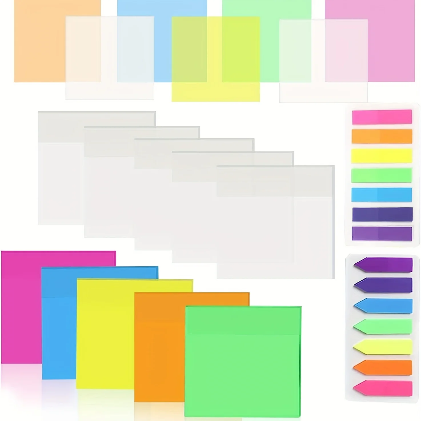 780pcs Transparent Sticky Notes, 12 Pads Clear Sticky Notes And Page Flags Set, Through For School Office