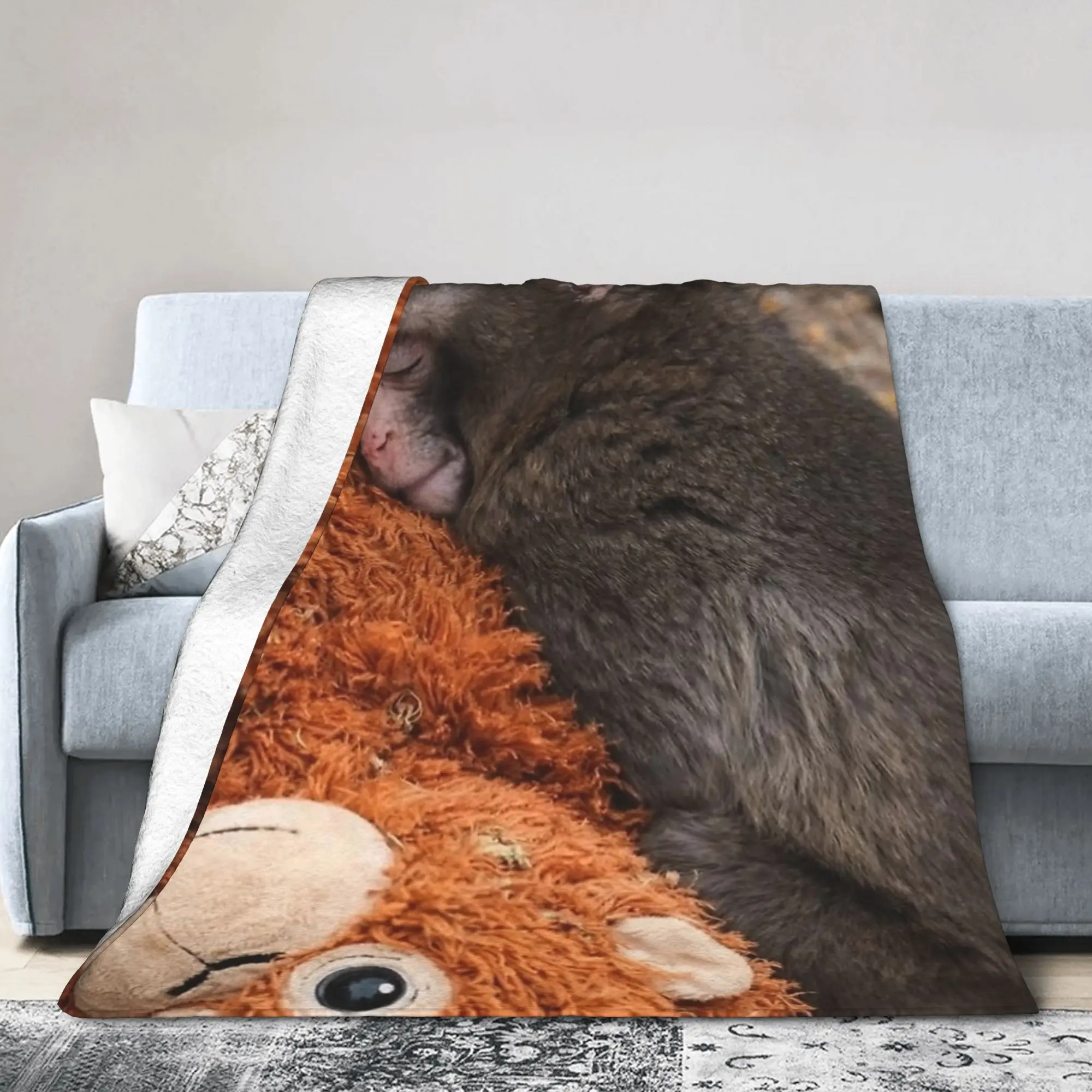 Punch Monkey Blankets Coral Fleece Plush All Season  Multifunction Lightweight Thin Throw Blanket for Bedding Bedroom Quilt