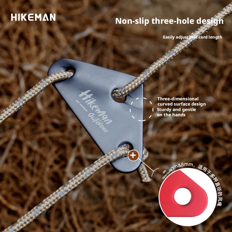 Hikeman 10pcs Camping Wind Rope Buckle Aluminum Alloy Anti-Slip Piece Tent Canopy Windproof Rope Triangular Fixed Rope Buckle