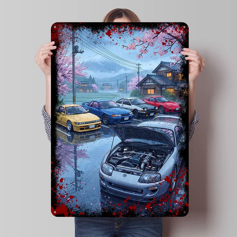 Anime Japanisches 'S in the Rain' Auto Metallposter Individuelle Wandkunst Retro Vintage Blechschilder für Fans Dekoration Schlafzimmer Haus