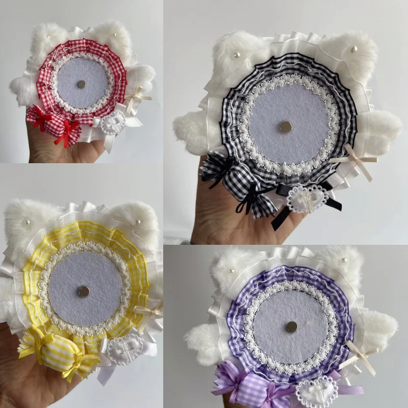 

Badge Holder Lacework Cartoon Anime Display Luxury Kawaii Badge Pink Plaid Lace 58-75mm Badge Accessory Fashion Cute Decorations
